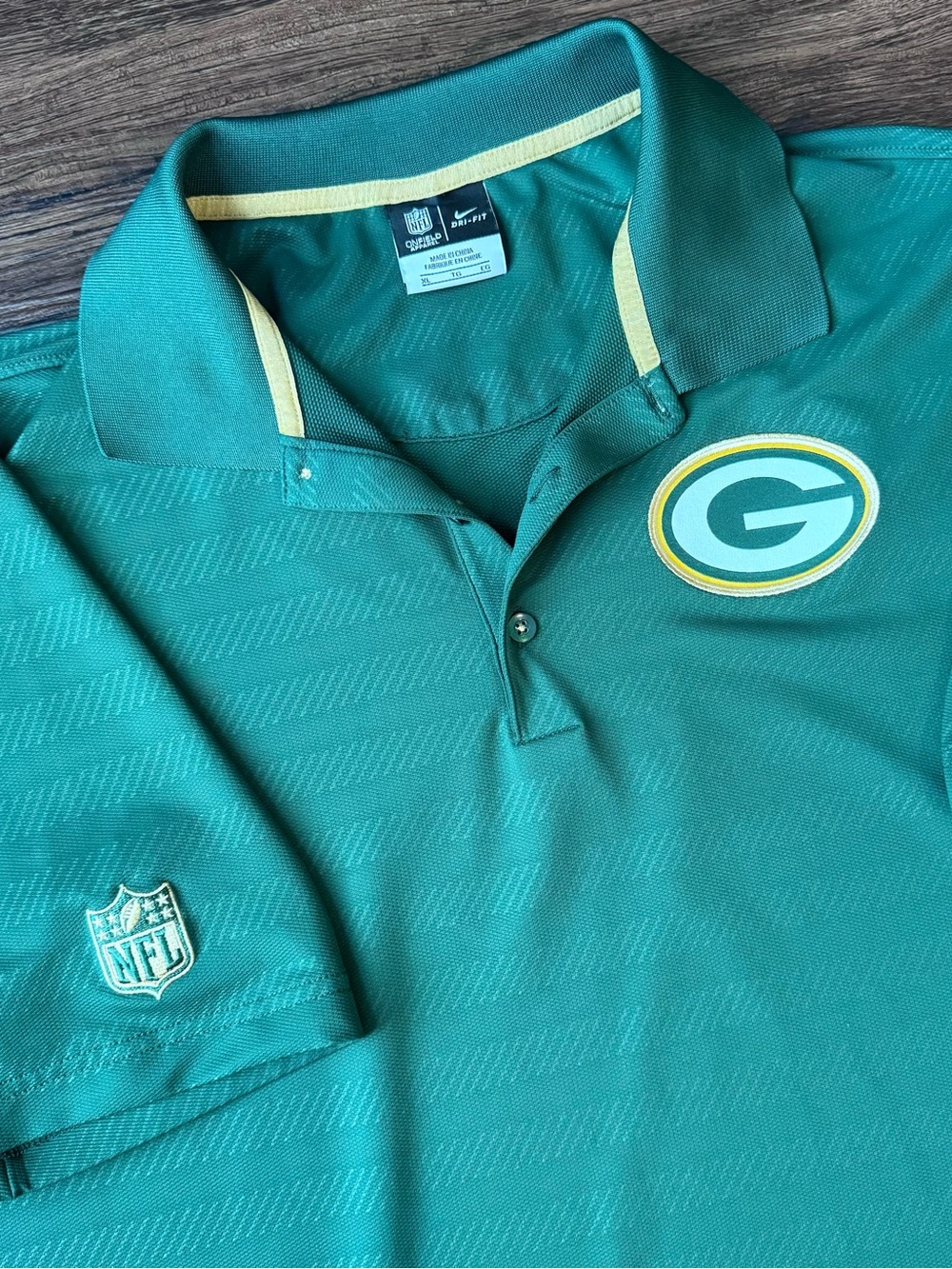 Green Bay Packers Shirt Mens XL Green NFL Football Nike Dri Fit Polo On Field
